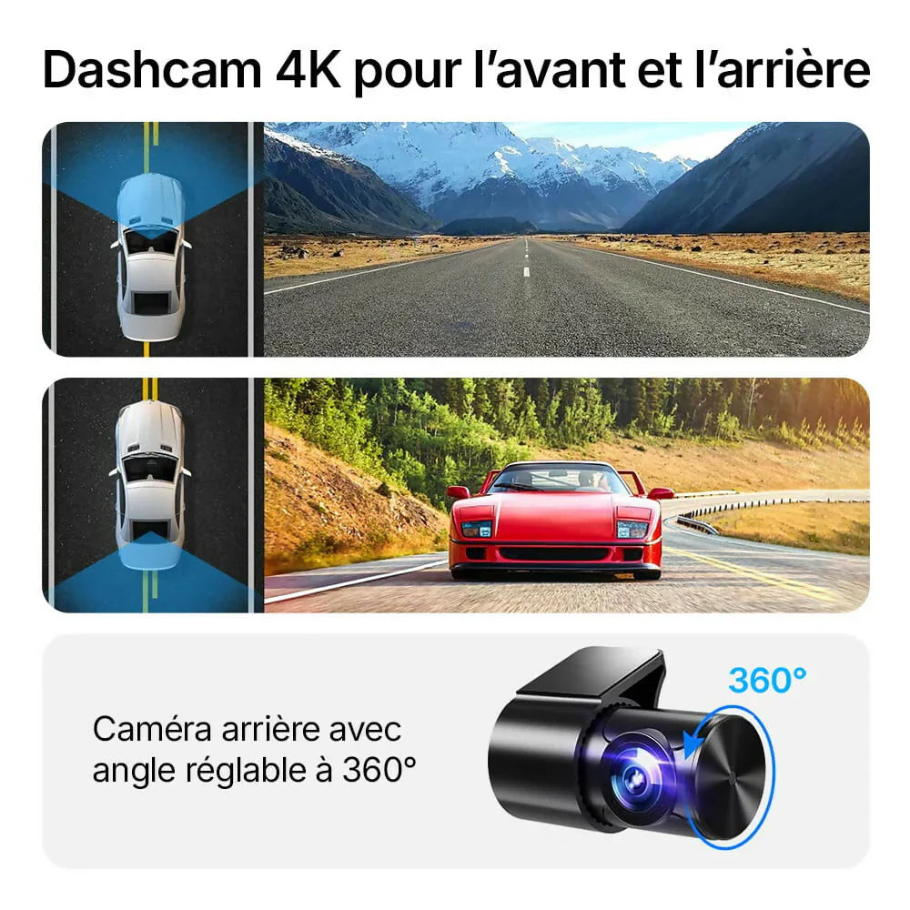 Dashcam 4K Pro – Ultra HD-opname met camera's aan de voor- en achterkant, nachtzicht en 24/7 monitoring (kopie)